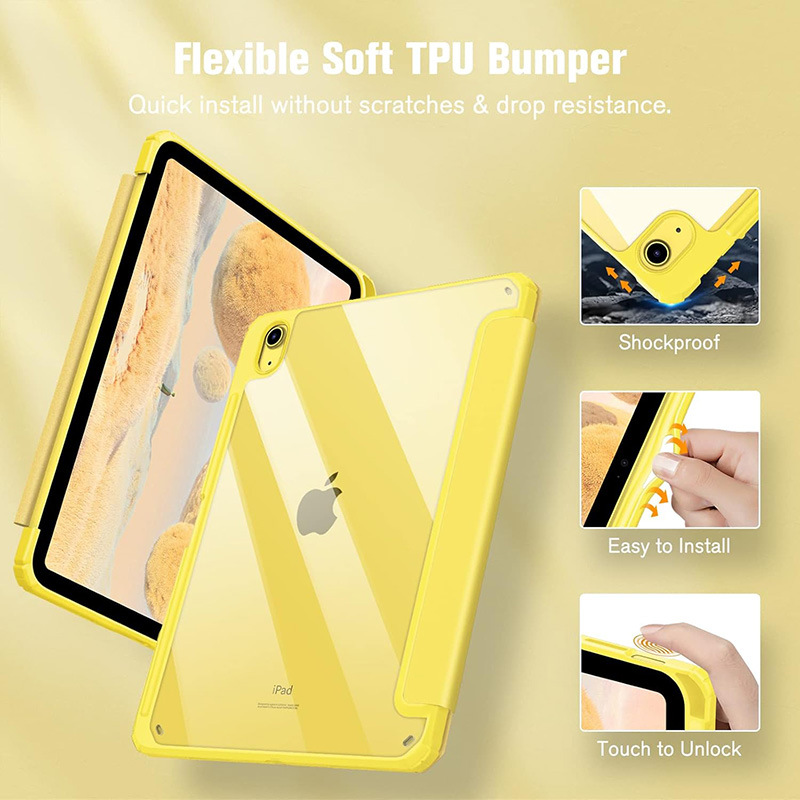 جراب حماية مناسب لجهاز iPad 10th، جراب حماية لجهاز iPad 11th، iPad 10th، جراب شفاف من الأكريليك A16، جراب مسطح