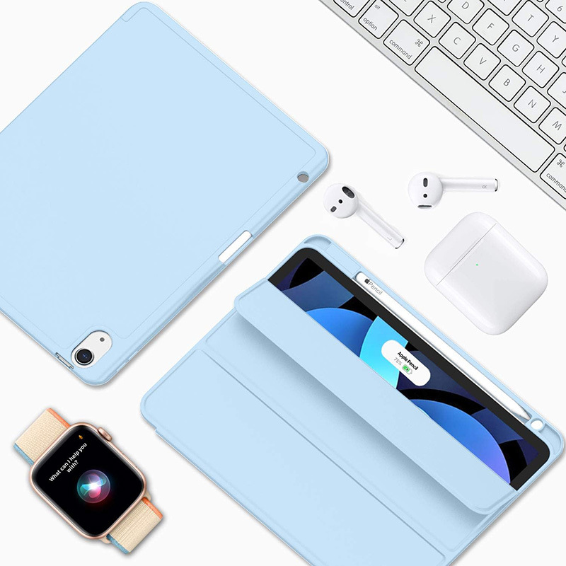 جراب واقٍ مناسب لجهاز iPad Air 11 اللوحي مع طي ثلاثي وفتحة للقلم من مادة TPU الناعمة لحماية iPad Air 4/5 مقاس 11 بوصة