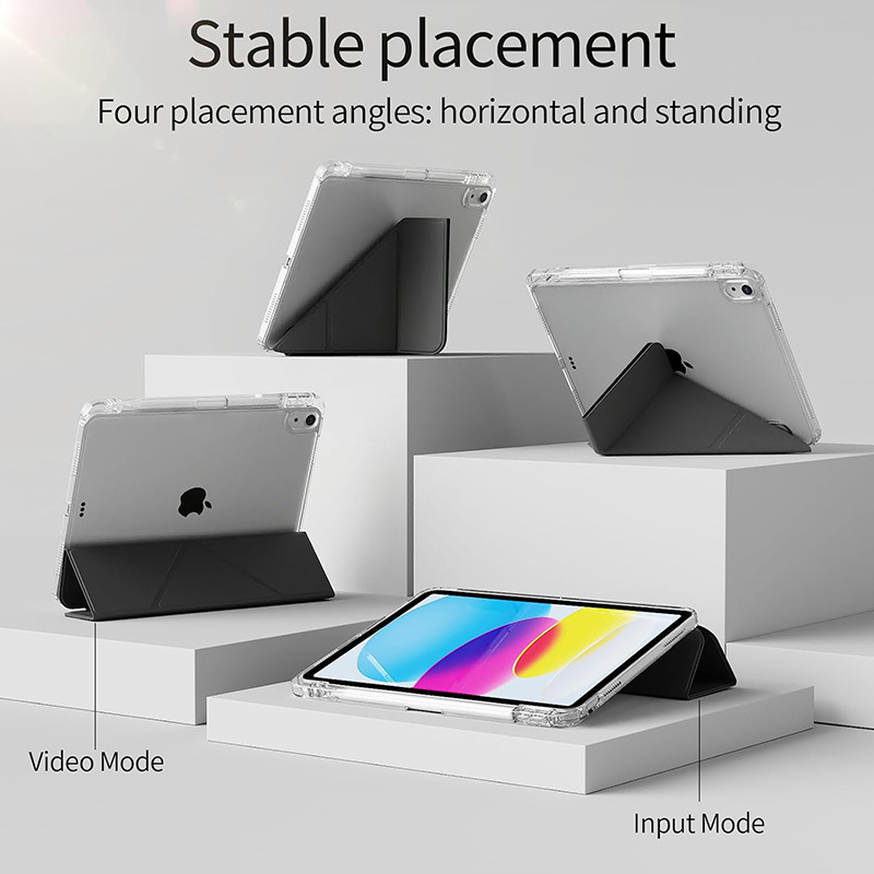 جراب واقٍ مناسب لجهاز iPad Air 11 اللوحي مع طي ثلاثي وفتحة للقلم من مادة TPU الناعمة لحماية iPad Air 4/5 مقاس 11 بوصة