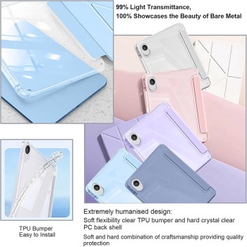 جراب حماية شفاف لجهاز iPad Pro مقاس 11 بوصة 10th مزود بفتحة قلم، يدعم 3+y ، جراب حماية شفاف لجهاز iPad Air11