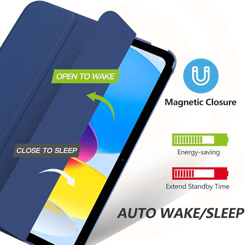 جراب حماية مناسب لجهاز iPad 10th ثلاثي الطي من البولي كربونات الصلب مع غطاء حماية مغناطيسي مضاد للانحناء لجهاز iPad 10