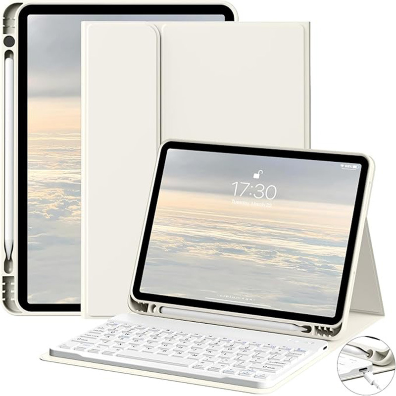 جراب حماية مناسب لجهاز iPad اللوحي iPad 10th جراب حماية لوحة مفاتيح بلوتوث iPad 11 جراب جلدي قابل للفصل مغناطيسيًا