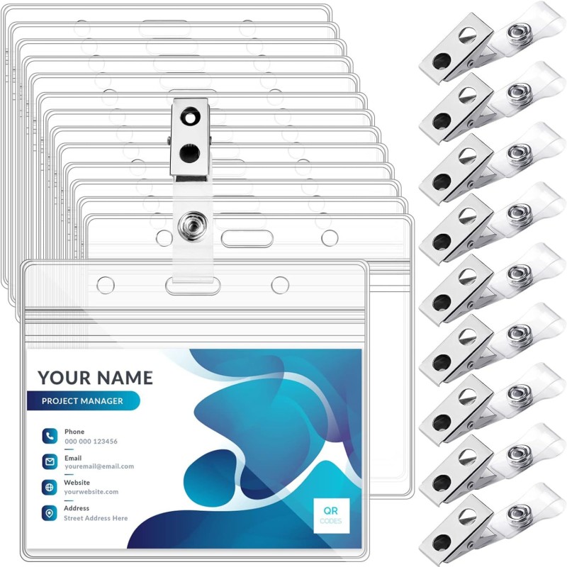 مشبك بطاقة عمل شفاف من مادة البولي فينيل كلوريد مقاوم للماء من المطاط الناعم غطاء بطاقة هوية للعمل غطاء بطاقة صندوق بطاقة عمل غطاء بطاقة مصنع مشبك مشبك