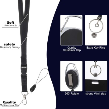 لفافة شارة مع مشبك قابل للتوسيع وسهل السحب، مشبك خلفي بيضاوي سهل السحب، غلاف بطاقة هوية عمودي، حبل تعليق للرقبة