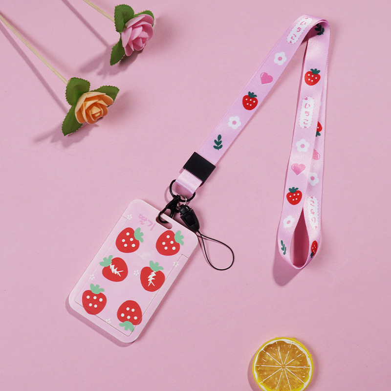 لطيف الكرتون انزلاق غطاء بطاقة بطاقة التحكم في الوصول بطاقة عمل بطاقة الهوية مجموعة مجموعة بطاقة الطالب مع الحبل بطاقة حافلة مجموعة