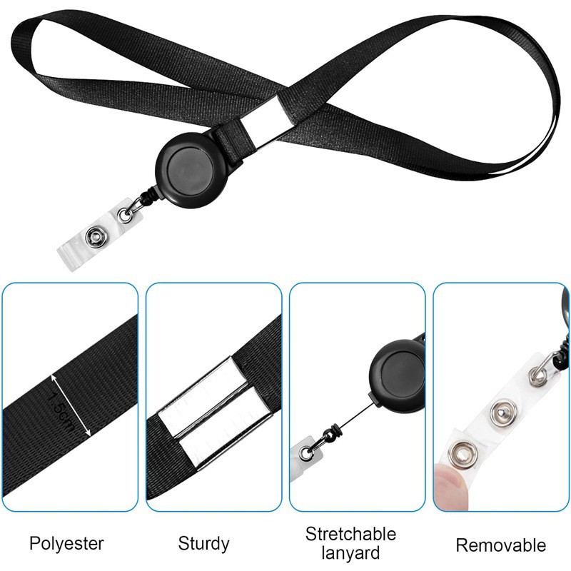 جراب بطاقة هوية من البولي يوريثين مع مشبك قابل للسحب، جراب بطاقة وصول من العلامة التجارية للمصنع مع حبل تعليق وإبزيم سهل السحب، بطاقة صدر شارة العمل