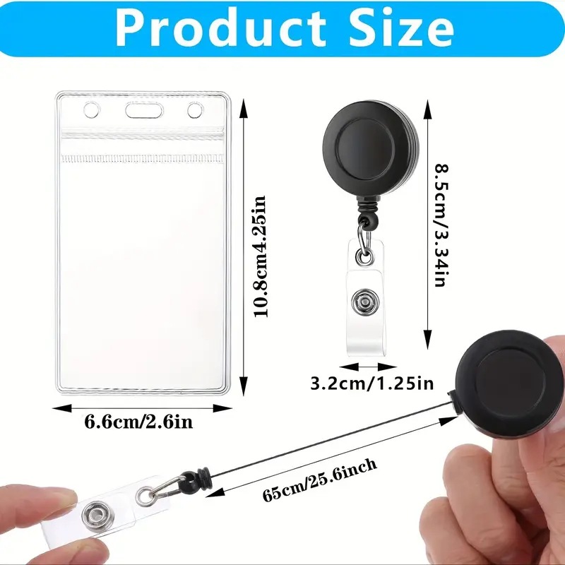 حبل تعليق لبطاقة الهوية مقاوم للماء أفقيًا ورأسيًا سهل السحب ومشبك سهل السحب ومشبك شارة صدر قابل للتمدد