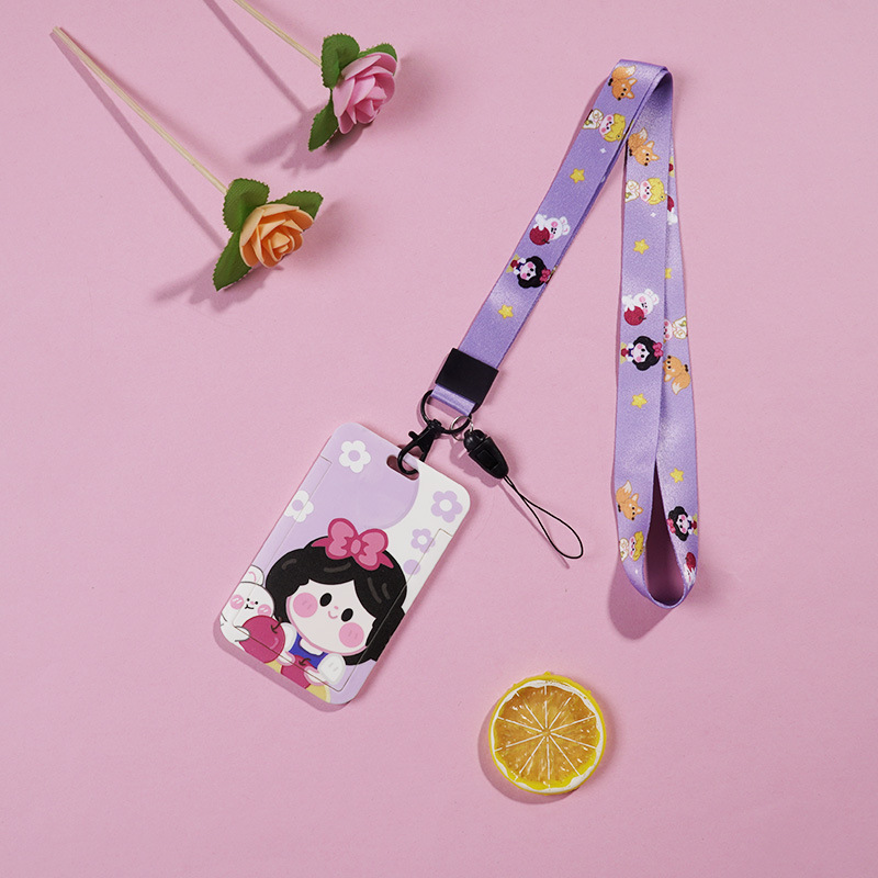 لطيف الكرتون انزلاق غطاء بطاقة بطاقة التحكم في الوصول بطاقة عمل بطاقة الهوية مجموعة مجموعة بطاقة الطالب مع الحبل بطاقة حافلة مجموعة