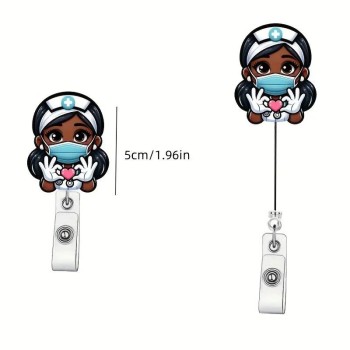 عبر الحدود أكريليك أسود جلد ممرضة قابل للسحب شارة الدوارة بكرة الرعاية الصحية مفتاح سلسلة شهادة سحب مشبك