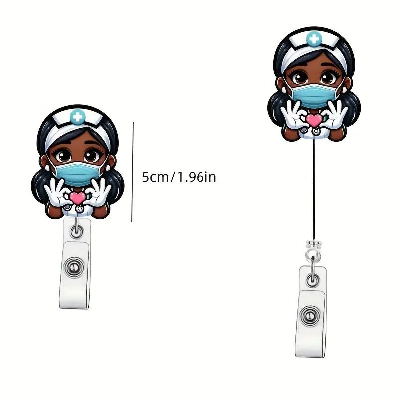 عبر الحدود أكريليك أسود جلد ممرضة قابل للسحب شارة الدوارة بكرة الرعاية الصحية مفتاح سلسلة شهادة سحب مشبك