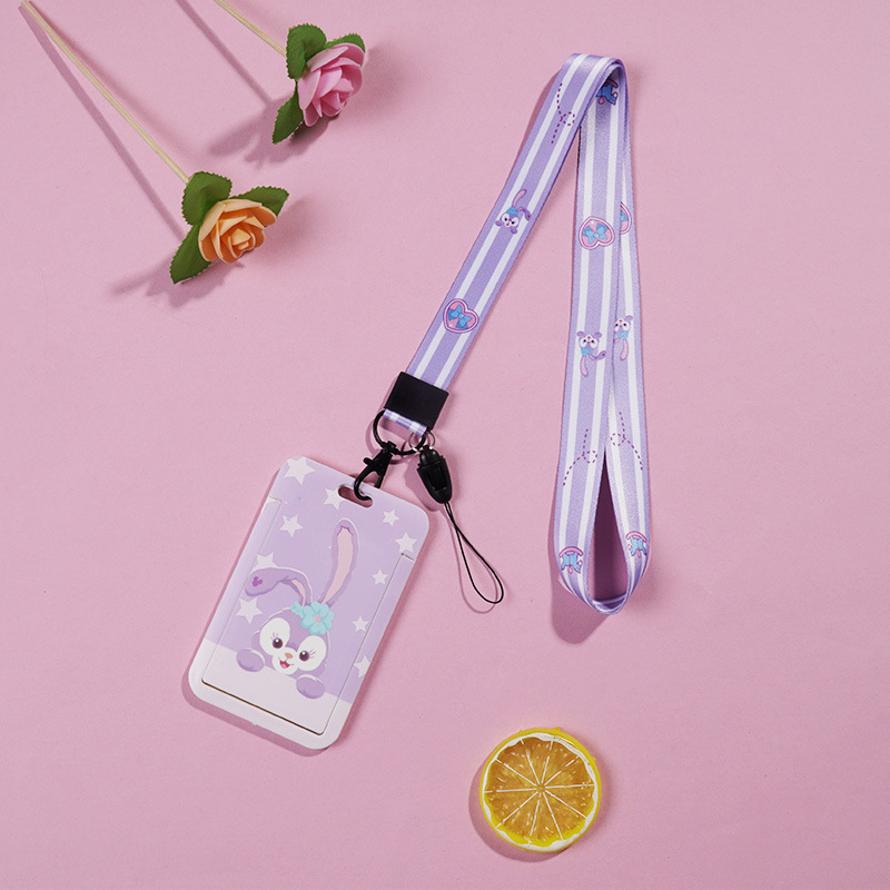 لطيف الكرتون انزلاق غطاء بطاقة بطاقة التحكم في الوصول بطاقة عمل بطاقة الهوية مجموعة مجموعة بطاقة الطالب مع الحبل بطاقة حافلة مجموعة