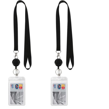 حامل بطاقة الهوية 1.5 سم حبل تعليق الهوية سهل السحب ومشبك قابل للتمدد وسهل السحب ومشبك شارة الصدر