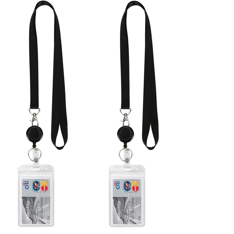 حامل بطاقة الهوية 1.5 سم حبل تعليق الهوية سهل السحب ومشبك قابل للتمدد وسهل السحب ومشبك شارة الصدر