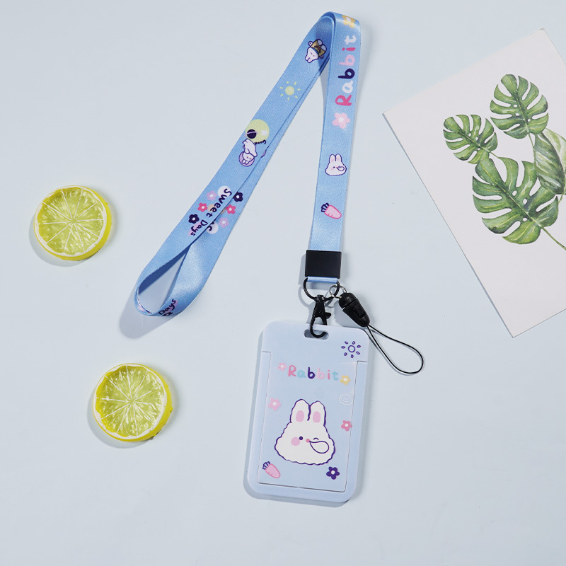 لطيف الكرتون انزلاق غطاء بطاقة بطاقة التحكم في الوصول بطاقة عمل بطاقة الهوية مجموعة مجموعة بطاقة الطالب مع الحبل بطاقة حافلة مجموعة