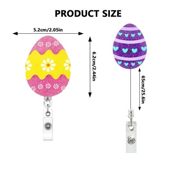بيضة عيد الفصح الاكريليك مشبك سهل سحب شارة عطلة بكرة قابل للسحب بكرة التمساح مشبك