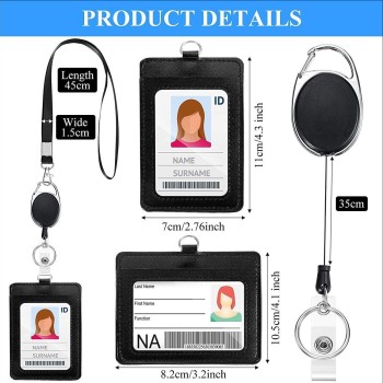 حامل بطاقة هوية متعدد الفتحات، حبل تعليق سهل السحب، مشبك هوية سهل السحب، مشبك قابل للتوسيع، حامل بطاقة من البولي يوريثان