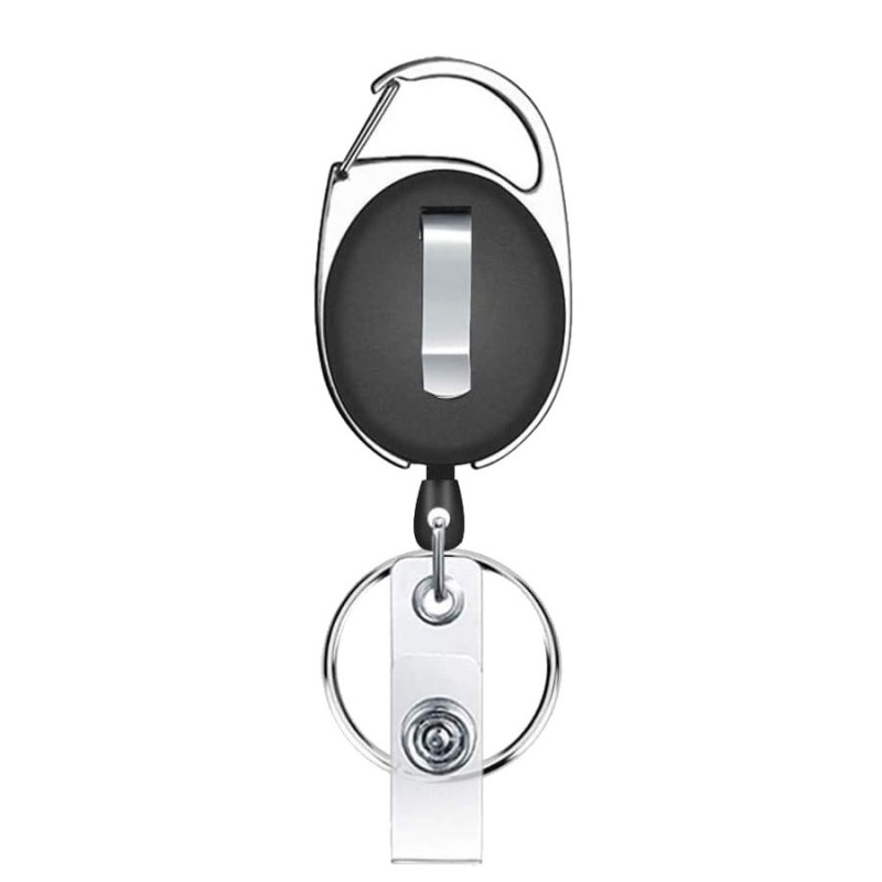 مشبك تلسكوبي من سبائك الزنك ABS مشبك سهل السحب سلسلة مفاتيح سهلة السحب غلاف بطاقة مقاوم للماء من مادة PVC