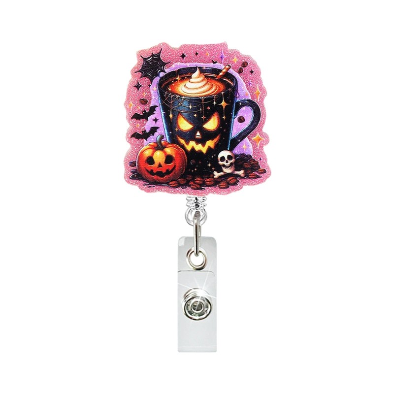 مشبك شارة هوية تلسكوبي دوار على شكل شبح يقطين الهالوين، مشبك شارة هوية تلسكوبي للطبيب والممرضة