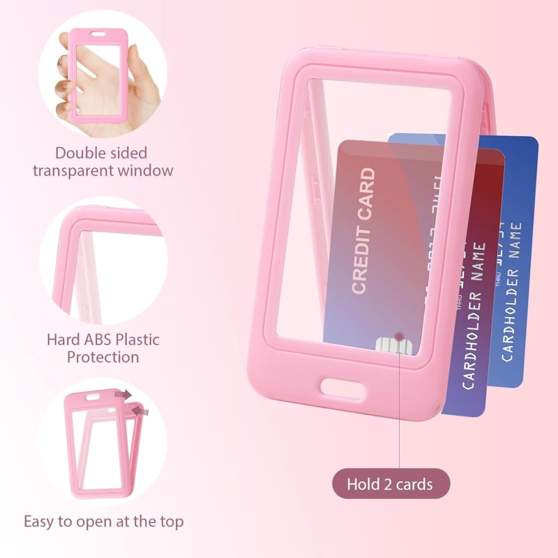 مجموعة بطاقات عمل شفافة مزدوجة الجوانب مزودة بحبل تعليق ومشبك تلسكوبي للرقبة، وشارة صدر للموظف، ومجموعة بطاقات حافلة