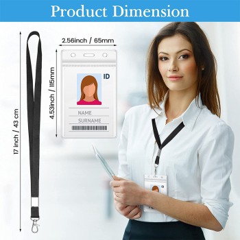 حبل تعليق تصريح العمل عمودي شفاف مقاوم للماء من مادة البولي فينيل كلوريد مع بطاقة صدرية معلقة حبل تعليق علامة مدرسية علامة عمل علامة مصنع