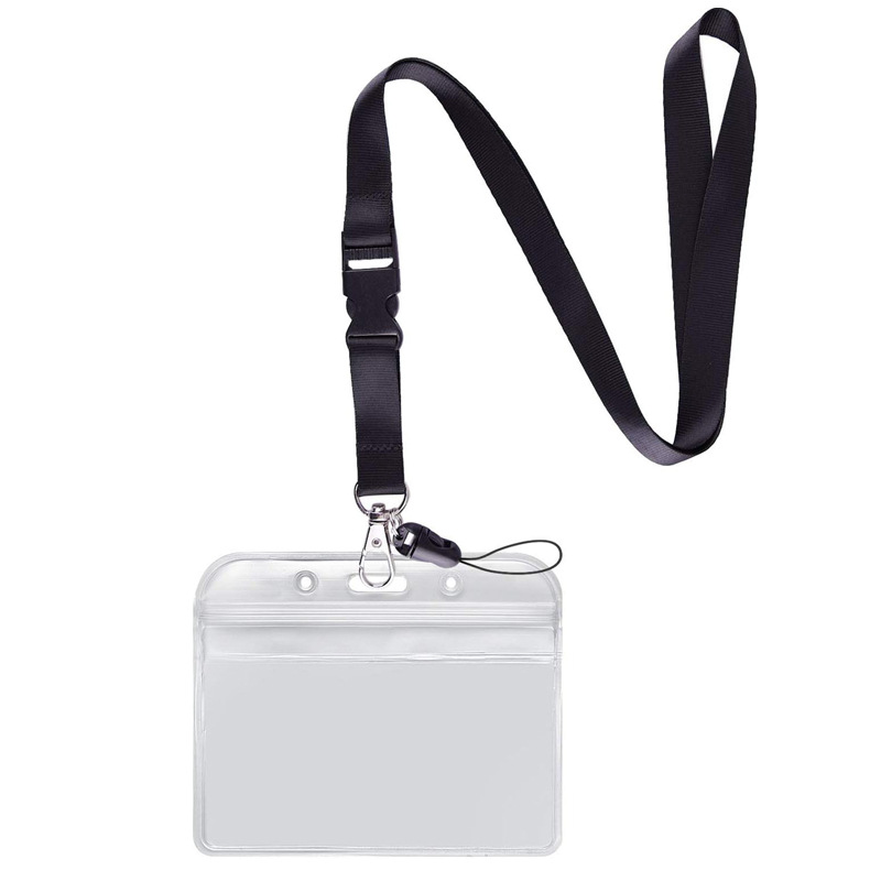 حزام تعليق شفاف مقاوم للماء قابل للفصل، حامل بطاقة هوية للعمل، شارة صدر سهلة السحب، حبل تعليق للهاتف المحمول