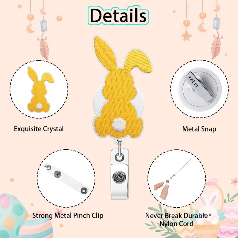 عيد الفصح الأرنب عبر الحدود من السهل سحب مشبك قابل للسحب شارة بكرة التمساح كليب من السهل سحب مشبك الرعاية الصحية هدية