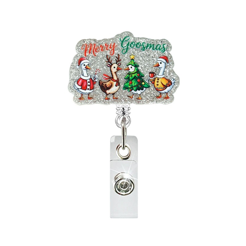 شارة عيد الميلاد المزخرفة بشعار الراكون والهامستر وثعلب الماء سهلة السحب ومشبك تعريف طبي دوار قابل للسحب ومشبك سهل السحب