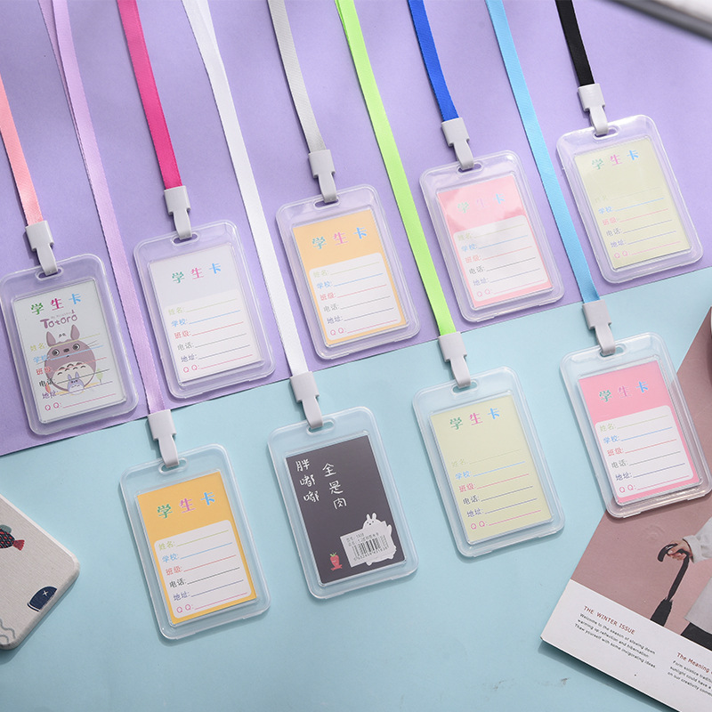 الحرم الجامعي بطاقة الطالب مجموعة مزدوجة من جانب حزام شفاف شنق الحبل بطاقة الهوية البلاستيكية بطاقة حافلة الصدر مجموعة التحكم في الوصول