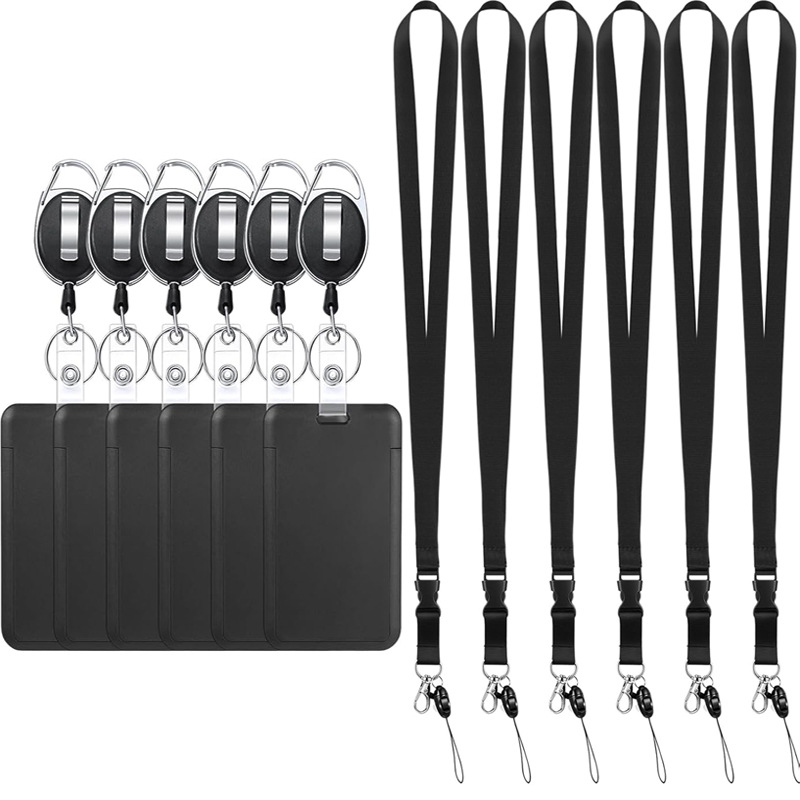 حامل بطاقات قابل للتمديد مع شارة حبل قابلة للفصل وسلسلة مفاتيح ومشبك بطاقة كروز