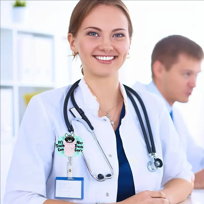 شارة قطة مضحكة قابلة للسحب، شارة أكريليك، شارة ممرضة، طبيب، مشبك تعريف