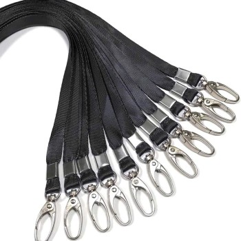 حبل تعليق بخطاف حديدي مدبب معدني 1.0 سم، تصريح عمل، بطاقة طالب، بطاقة حافلة، حزام تعليق بطاقة هوية، مشبك معدني