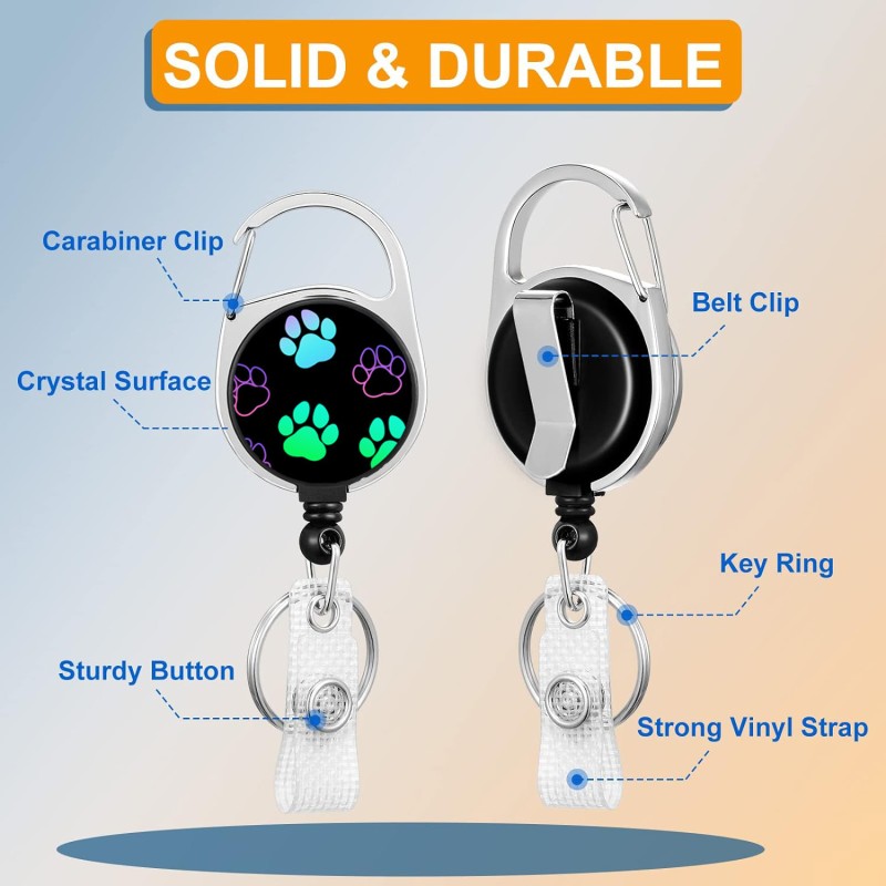 غطاء بطاقة نقل الحرارة ببصمة القدم مع مشبك قابل للتوسيع وسهل السحب، وحبل تعليق، ومشبك هوية، وبطاقة صدر معلقة مع سلسلة مفاتيح