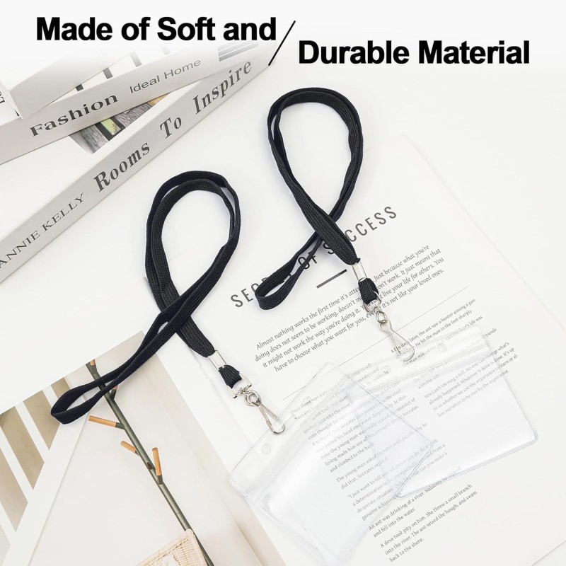 غلاف بطاقة شفاف مقاوم للماء من مادة البولي فينيل كلوريد حبل معلق مرن مجوف لبطاقة العمل وصدر بطاقة وصدر بطاقة عمل