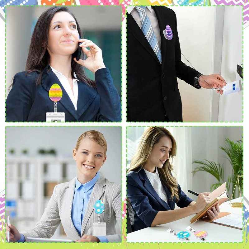 بيضة عيد الفصح الاكريليك مشبك سهل سحب شارة عطلة بكرة قابل للسحب بكرة التمساح مشبك