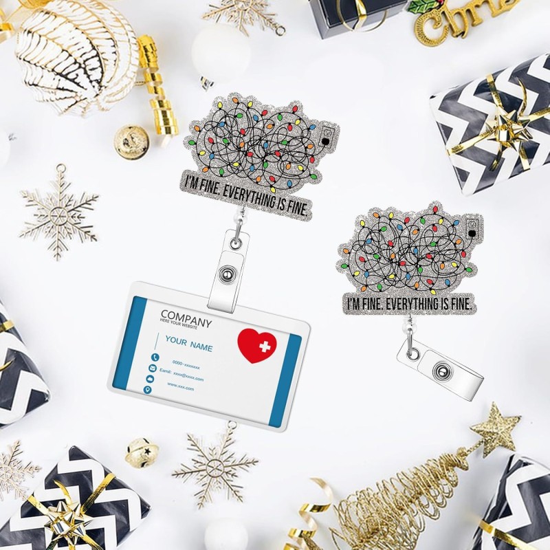 أنا بخير( I'm fine ) شارة دوارة قابلة للسحب للعطلات مع مشبك تعريف الطبيب والممرضة سهل السحب