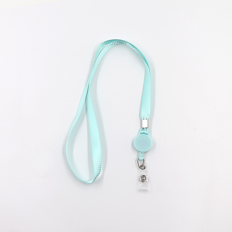 حبل تعليق طويل سهل السحب ومرن مصنوع من البوليستر بلون سادة، حامل بطاقة العمل، حامل بطاقة الحرم الجامعي، حامل الشهادة