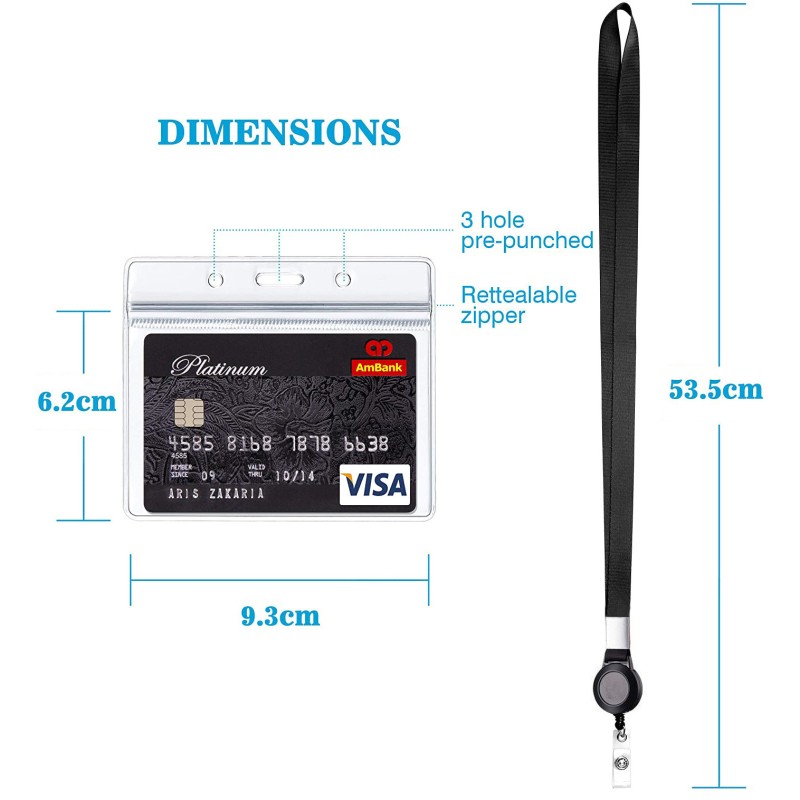 حار بيع عبر الحدود الأمازون بولي كلوريد الفينيل بطاقة هوية شفافة مجموعة بطاقة عمل بطاقة الحبل