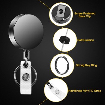 مسدس دائري 4 سم، لون شبه معدني، قابل للسحب، سهل السحب، سلسلة مفاتيح، سلك فولاذي