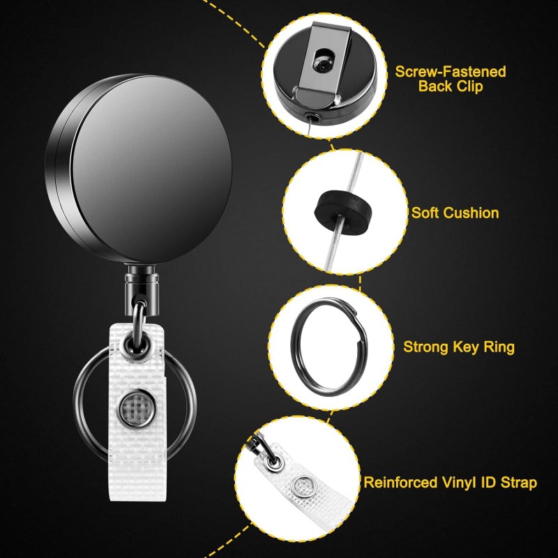 مسدس دائري 4 سم، لون شبه معدني، قابل للسحب، سهل السحب، سلسلة مفاتيح، سلك فولاذي