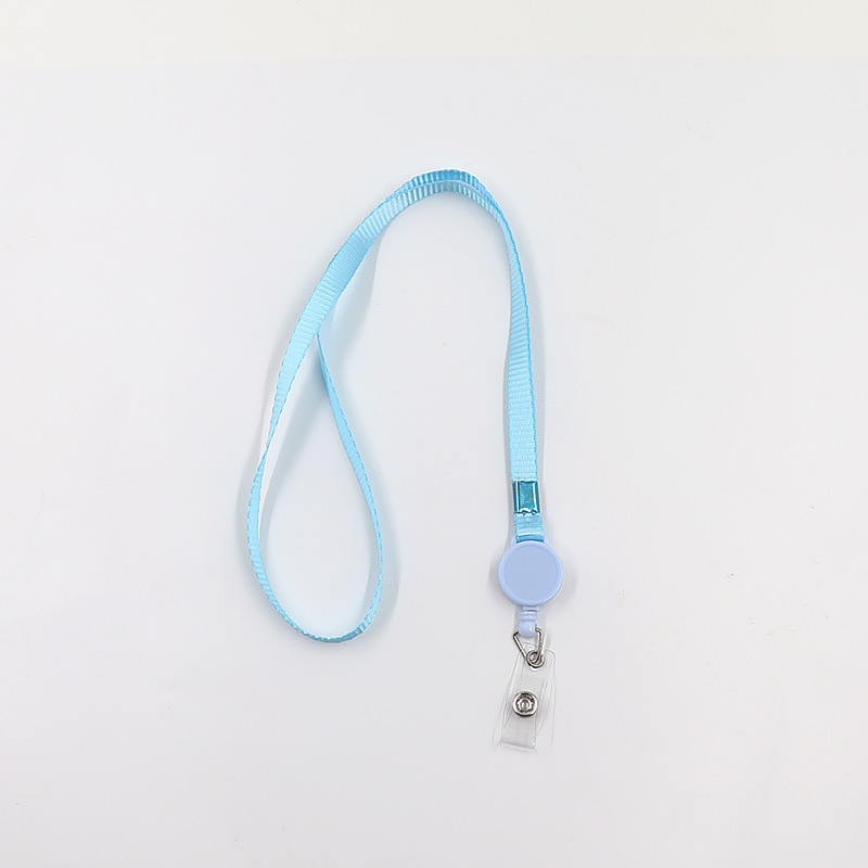 حبل تعليق طويل سهل السحب ومرن مصنوع من البوليستر بلون سادة، حامل بطاقة العمل، حامل بطاقة الحرم الجامعي، حامل الشهادة