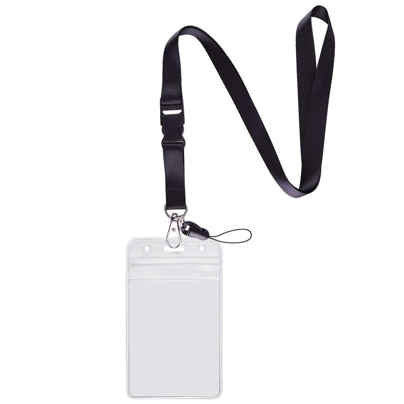 حزام تعليق شفاف مقاوم للماء قابل للفصل، حامل بطاقة هوية للعمل، شارة صدر سهلة السحب، حبل تعليق للهاتف المحمول