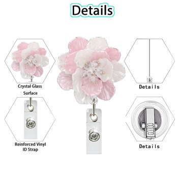 شارة زهرة مخطوطة مع مشبك قابل للسحب، مشبك هوية سهل السحب، شارة مدرس طالب الطب مع مشبك سهل السحب