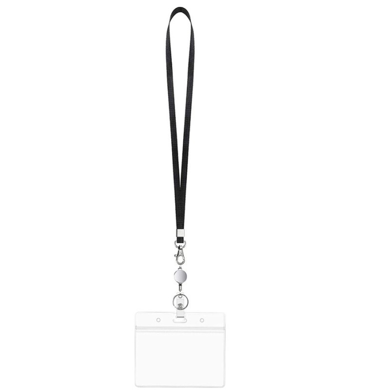 15mm المعرض الحبل شهادة عمل الصدر بطاقة شنقا الحبل مع دليل على المياه شهادة شفافة من السهل سحب مشبك تلسكوبي كم بطاقة