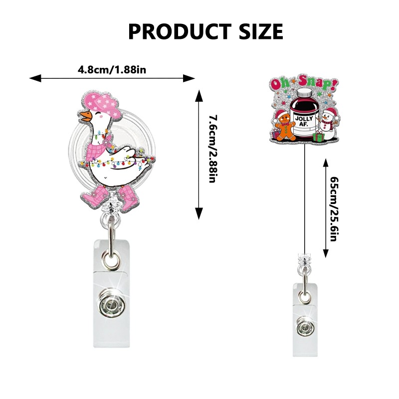 مشبك توسيع على شكل رجل ثلج من الأكريليك اللامع لمهرجان شارة عيد الميلاد سهل السحب ومشبك تعريف للمعلم الطبي