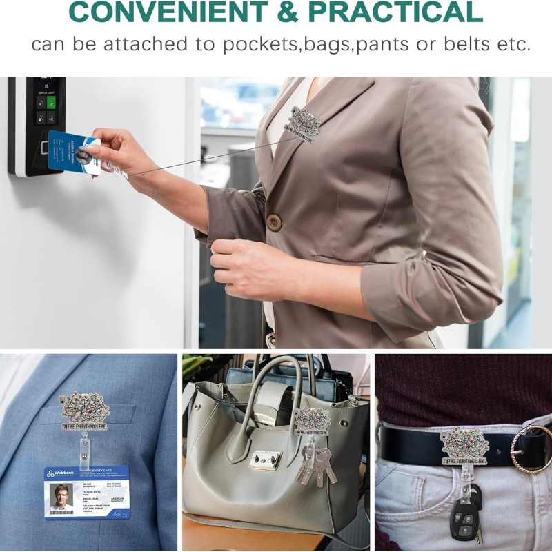 أنا بخير( I'm fine ) شارة دوارة قابلة للسحب للعطلات مع مشبك تعريف الطبيب والممرضة سهل السحب