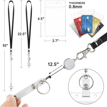 15mm المعرض الحبل شهادة عمل الصدر بطاقة شنقا الحبل مع دليل على المياه شهادة شفافة من السهل سحب مشبك تلسكوبي كم بطاقة