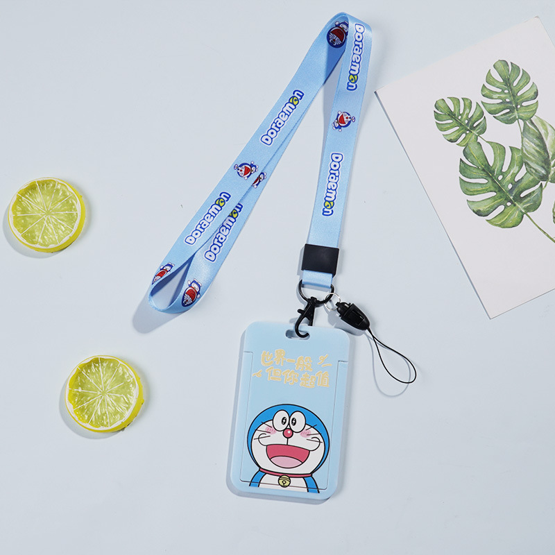 لطيف الكرتون انزلاق غطاء بطاقة بطاقة التحكم في الوصول بطاقة عمل بطاقة الهوية مجموعة مجموعة بطاقة الطالب مع الحبل بطاقة حافلة مجموعة