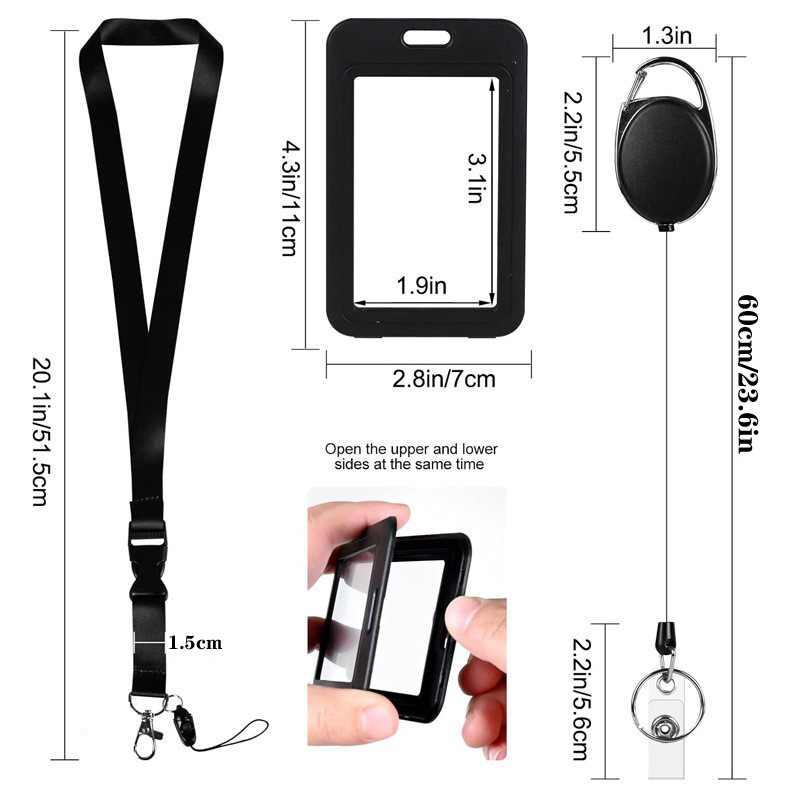 اثنين من الجانب شفافة بطاقة عمل بطاقة عمل قطعة من مجموعة الموظفين بطاقة الصدر بطاقة حافلة مجموعة