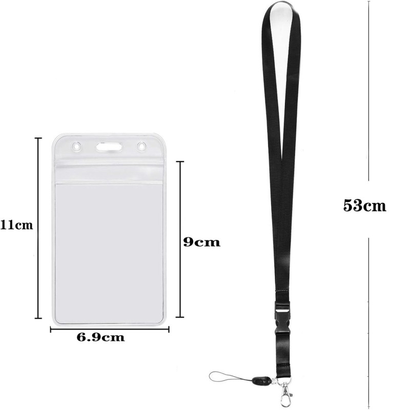 حزام تعليق شفاف مقاوم للماء قابل للفصل، حامل بطاقة هوية للعمل، شارة صدر سهلة السحب، حبل تعليق للهاتف المحمول