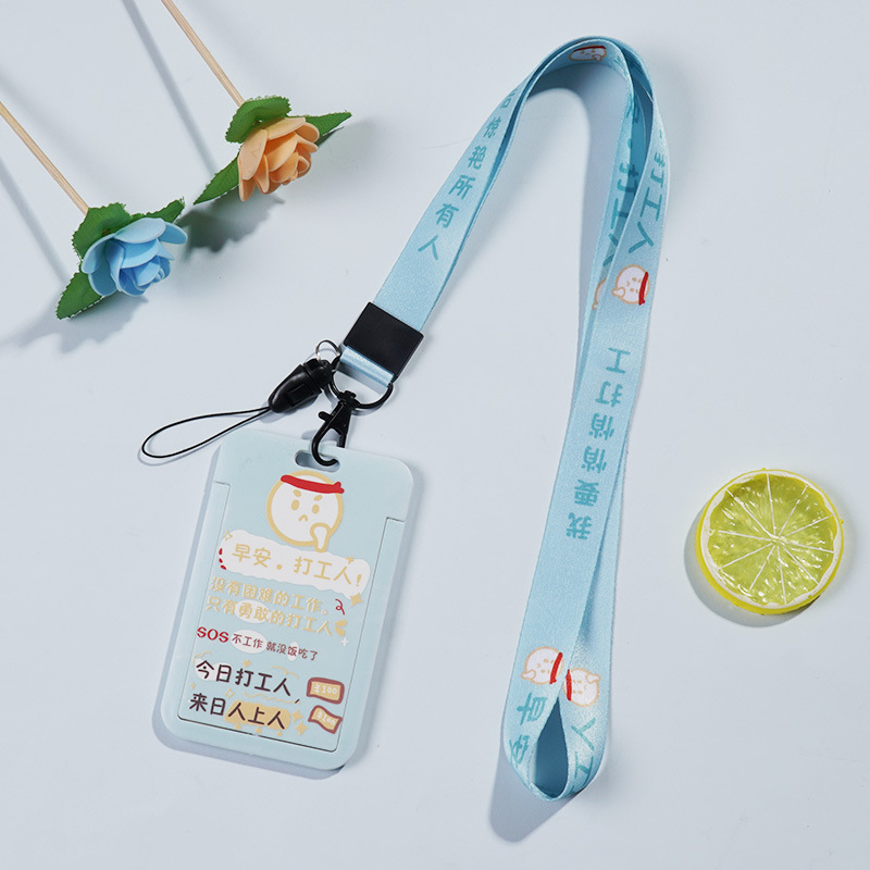 لطيف الكرتون انزلاق غطاء بطاقة بطاقة التحكم في الوصول بطاقة عمل بطاقة الهوية مجموعة مجموعة بطاقة الطالب مع الحبل بطاقة حافلة مجموعة